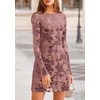 image:imagePRETTYGARDEN Womens 2026 Fall Fashion Floral Long Sleeve Mini Dress Mesh Bodycon Short Party Date Night Going Out DressesDusty Pink