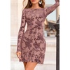 image:imagePRETTYGARDEN Womens 2026 Fall Fashion Floral Long Sleeve Mini Dress Mesh Bodycon Short Party Date Night Going Out DressesDusty Pink