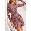 image:imagePRETTYGARDEN Womens 2026 Fall Fashion Floral Long Sleeve Mini Dress Mesh Bodycon Short Party Date Night Going Out DressesDusty Pink