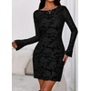 image:imagePRETTYGARDEN Womens 2026 Fall Fashion Floral Long Sleeve Mini Dress Mesh Bodycon Short Party Date Night Going Out DressesFloral Black