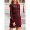 image:imagePRETTYGARDEN Womens 2026 Fall Fashion Floral Long Sleeve Mini Dress Mesh Bodycon Short Party Date Night Going Out DressesFloral Black Red