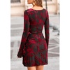 image:imagePRETTYGARDEN Womens 2026 Fall Fashion Floral Long Sleeve Mini Dress Mesh Bodycon Short Party Date Night Going Out DressesFloral Black Red