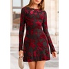image:imagePRETTYGARDEN Womens 2026 Fall Fashion Floral Long Sleeve Mini Dress Mesh Bodycon Short Party Date Night Going Out DressesFloral Black Red