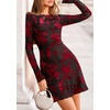 image:imagePRETTYGARDEN Womens 2026 Fall Fashion Floral Long Sleeve Mini Dress Mesh Bodycon Short Party Date Night Going Out DressesFloral Black Red
