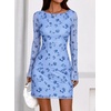 image:imagePRETTYGARDEN Womens 2026 Fall Fashion Floral Long Sleeve Mini Dress Mesh Bodycon Short Party Date Night Going Out DressesFloral Light Blue
