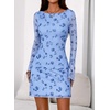image:imagePRETTYGARDEN Womens 2026 Fall Fashion Floral Long Sleeve Mini Dress Mesh Bodycon Short Party Date Night Going Out DressesFloral Light Blue