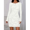 image:imagePRETTYGARDEN Womens 2026 Fall Fashion Floral Long Sleeve Mini Dress Mesh Bodycon Short Party Date Night Going Out DressesFloral White