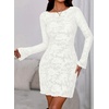 image:imagePRETTYGARDEN Womens 2026 Fall Fashion Floral Long Sleeve Mini Dress Mesh Bodycon Short Party Date Night Going Out DressesFloral White