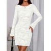 image:imagePRETTYGARDEN Womens 2026 Fall Fashion Floral Long Sleeve Mini Dress Mesh Bodycon Short Party Date Night Going Out DressesFloral White