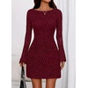 image:imagePRETTYGARDEN Womens 2026 Fall Fashion Floral Long Sleeve Mini Dress Mesh Bodycon Short Party Date Night Going Out DressesFloral Wine Red