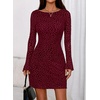 image:imagePRETTYGARDEN Womens 2026 Fall Fashion Floral Long Sleeve Mini Dress Mesh Bodycon Short Party Date Night Going Out DressesFloral Wine Red