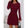 image:imagePRETTYGARDEN Womens 2026 Fall Fashion Floral Long Sleeve Mini Dress Mesh Bodycon Short Party Date Night Going Out DressesFloral Wine Red