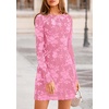 image:imagePRETTYGARDEN Womens 2026 Fall Fashion Floral Long Sleeve Mini Dress Mesh Bodycon Short Party Date Night Going Out DressesPink