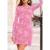 image:imagePRETTYGARDEN Womens 2026 Fall Fashion Floral Long Sleeve Mini Dress Mesh Bodycon Short Party Date Night Going Out DressesPink