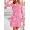 image:imagePRETTYGARDEN Womens 2026 Fall Fashion Floral Long Sleeve Mini Dress Mesh Bodycon Short Party Date Night Going Out DressesPink