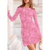 image:imagePRETTYGARDEN Womens 2026 Fall Fashion Floral Long Sleeve Mini Dress Mesh Bodycon Short Party Date Night Going Out DressesPink