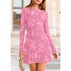 image:imagePRETTYGARDEN Womens 2026 Fall Fashion Floral Long Sleeve Mini Dress Mesh Bodycon Short Party Date Night Going Out DressesPink