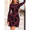 image:imagePRETTYGARDEN Womens 2026 Fall Fashion Floral Long Sleeve Mini Dress Mesh Bodycon Short Party Date Night Going Out DressesRed