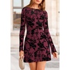 image:imagePRETTYGARDEN Womens 2026 Fall Fashion Floral Long Sleeve Mini Dress Mesh Bodycon Short Party Date Night Going Out DressesRed