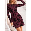 image:imagePRETTYGARDEN Womens 2026 Fall Fashion Floral Long Sleeve Mini Dress Mesh Bodycon Short Party Date Night Going Out DressesRed