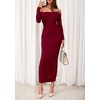 image:imagePRETTYGARDEN Womens 2026 Fall Long Sleeve Maxi Dress Off Shoulder Mesh Ruched Bodycon Trendy Long Wedding Guest DressesWine Red
