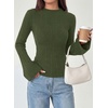 image:imagePRETTYGARDEN Womens Lightweight Mock Neck Sweaters  Bell Long Sleeve Tops Slim Fitted Pullover Soft Ribbed Knit Going Out Outfits Fall Winter Layering Fashion ClothingArmy Green