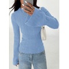 image:imagePRETTYGARDEN Womens Lightweight Mock Neck Sweaters  Bell Long Sleeve Tops Slim Fitted Pullover Soft Ribbed Knit Going Out Outfits Fall Winter Layering Fashion ClothingLight Blue