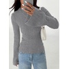 image:imagePRETTYGARDEN Womens Lightweight Mock Neck Sweaters  Bell Long Sleeve Tops Slim Fitted Pullover Soft Ribbed Knit Going Out Outfits Fall Winter Layering Fashion ClothingGrey