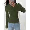 image:imagePRETTYGARDEN Womens Lightweight Mock Neck Sweaters  Bell Long Sleeve Tops Slim Fitted Pullover Soft Ribbed Knit Going Out Outfits Fall Winter Layering Fashion ClothingArmy Green