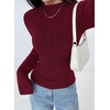 image:imagePRETTYGARDEN Womens Lightweight Mock Neck Sweaters  Bell Long Sleeve Tops Slim Fitted Pullover Soft Ribbed Knit Going Out Outfits Fall Winter Layering Fashion ClothingBurgundy