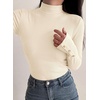 image:imagePRETTYGARDEN Womens Ribbed Mock Neck Long Sleeve Tops  Slim Fitted TShirts Soft Stretch Decorative Buttons Going Out Work Casual Wear Fall Outfits Layering Winter ClothesBeige