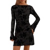 image:imagePRETTYGARDEN Womens 2026 Fall Fashion Floral Long Sleeve Mini Dress Mesh Bodycon Short Party Date Night Going Out DressesBlack