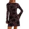 image:imagePRETTYGARDEN Womens 2026 Fall Fashion Floral Long Sleeve Mini Dress Mesh Bodycon Short Party Date Night Going Out DressesBrown Black