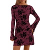 image:imagePRETTYGARDEN Womens 2026 Fall Fashion Floral Long Sleeve Mini Dress Mesh Bodycon Short Party Date Night Going Out DressesRed