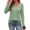 image:imagePRETTYGARDEN Womens Long Sleeve Shirts V Neck Basic Tees  Going Out Tops Soft Comfy Plain TShirts Loose Fit Tunic Blouses Casual Versatile Wear Brunch Outfits 2026 Fall ClothesLight Green