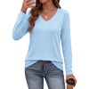 image:imagePRETTYGARDEN Womens Long Sleeve Shirts V Neck Basic Tees  Going Out Tops Soft Comfy Plain TShirts Loose Fit Tunic Blouses Casual Versatile Wear Brunch Outfits 2026 Fall ClothesLight Blue