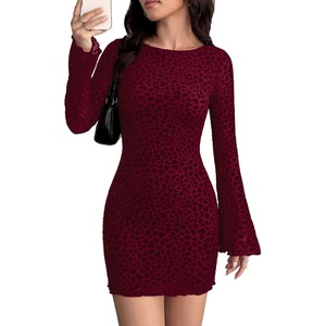 image:imagePRETTYGARDEN Womens 2026 Fall Fashion Floral Long Sleeve Mini Dress Mesh Bodycon Short Party Date Night Going Out DressesFloral Wine Red