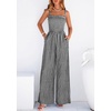 image:imagePRETTYGARDEN One Piece Jumpsuits for Women Casual Summer Cruise Outfits 2026 Spring Fashion Smocked Wide Leg Gingham RompersBlack