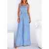 image:imagePRETTYGARDEN One Piece Jumpsuits for Women Casual Summer Cruise Outfits 2026 Spring Fashion Smocked Wide Leg Gingham RompersBlue