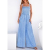 image:imagePRETTYGARDEN One Piece Jumpsuits for Women Casual Summer Cruise Outfits 2026 Spring Fashion Smocked Wide Leg Gingham RompersBlue