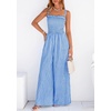 image:imagePRETTYGARDEN One Piece Jumpsuits for Women Casual Summer Cruise Outfits 2026 Spring Fashion Smocked Wide Leg Gingham RompersBlue