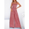 image:imagePRETTYGARDEN One Piece Jumpsuits for Women Casual Summer Cruise Outfits 2026 Spring Fashion Smocked Wide Leg Gingham RompersBurgundy