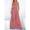 image:imagePRETTYGARDEN One Piece Jumpsuits for Women Casual Summer Cruise Outfits 2026 Spring Fashion Smocked Wide Leg Gingham RompersBurgundy