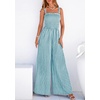 image:imagePRETTYGARDEN One Piece Jumpsuits for Women Casual Summer Cruise Outfits 2026 Spring Fashion Smocked Wide Leg Gingham RompersDusty Blue