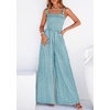 image:imagePRETTYGARDEN One Piece Jumpsuits for Women Casual Summer Cruise Outfits 2026 Spring Fashion Smocked Wide Leg Gingham RompersDusty Blue