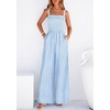 image:imagePRETTYGARDEN One Piece Jumpsuits for Women Casual Summer Cruise Outfits 2026 Spring Fashion Smocked Wide Leg Gingham RompersLight Blue