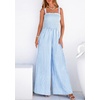 image:imagePRETTYGARDEN One Piece Jumpsuits for Women Casual Summer Cruise Outfits 2026 Spring Fashion Smocked Wide Leg Gingham RompersLight Blue