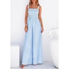 image:imagePRETTYGARDEN One Piece Jumpsuits for Women Casual Summer Cruise Outfits 2026 Spring Fashion Smocked Wide Leg Gingham RompersLight Blue