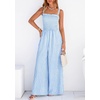 image:imagePRETTYGARDEN One Piece Jumpsuits for Women Casual Summer Cruise Outfits 2026 Spring Fashion Smocked Wide Leg Gingham RompersLight Blue