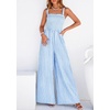 image:imagePRETTYGARDEN One Piece Jumpsuits for Women Casual Summer Cruise Outfits 2026 Spring Fashion Smocked Wide Leg Gingham RompersLight Blue
